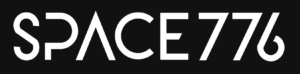 White on black futuristic text logo for Space 776